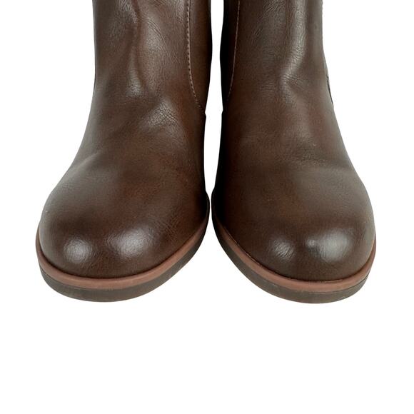 KORKS DESTINY VEGAN LEATHER STACKED HEEL ANKLE BOOTIE IN BROWN NWOB SIZE 9.5M - Picture 8 of 14